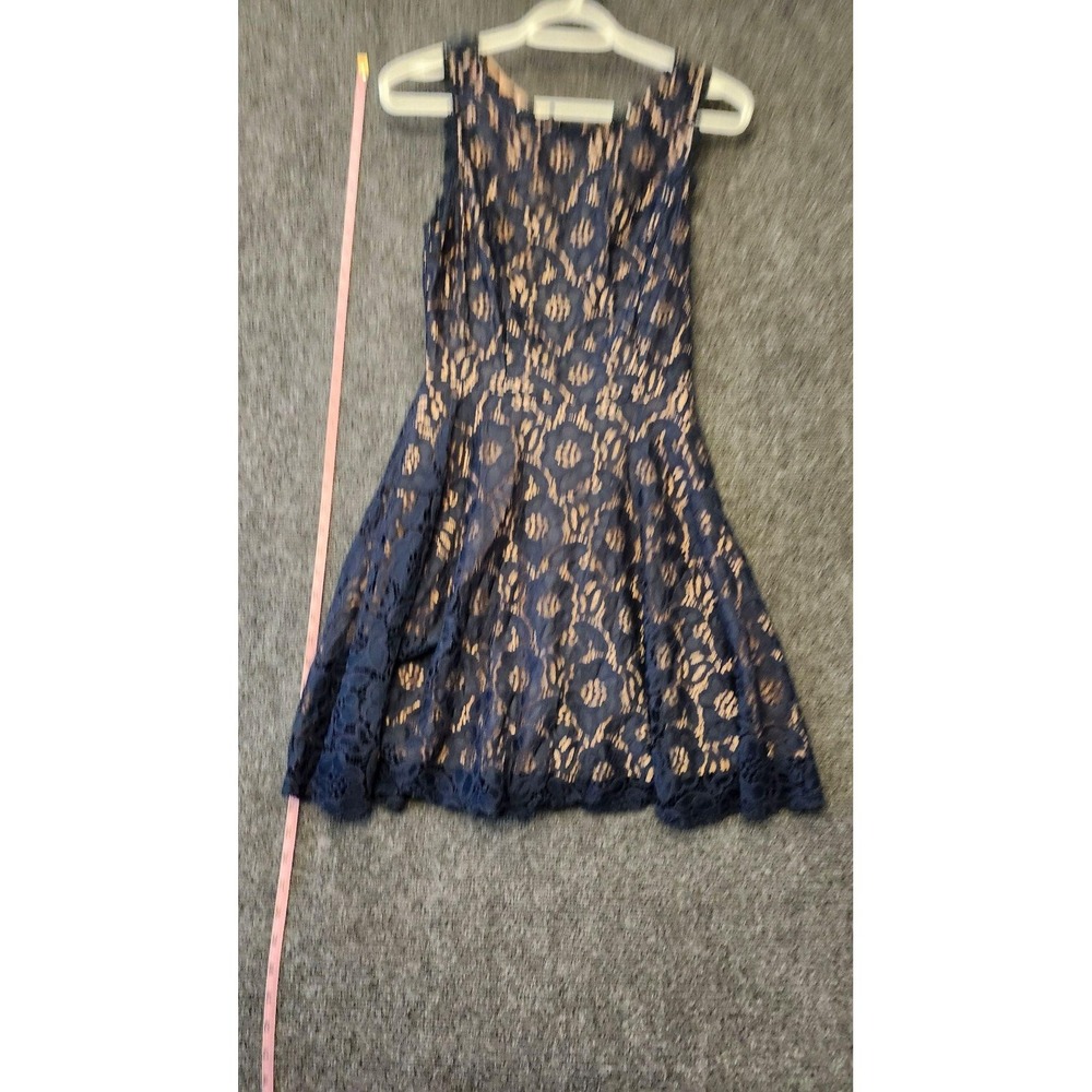 Jodi Kristopher Dress Juniors 9 Blue Lace Fit Flare Sleeveless Scoop Mini Party